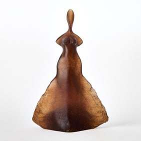 Didier Michel for Daum Amber Pâte de Verre Figure of a Woman Entitled "Cyclade"