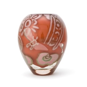Contemporary Hand-Blown Glass Paperweight Vase