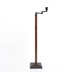 Oak and Metal Floor Lamp