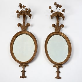 Pair of George III Adams Style Giltwood Mirrors