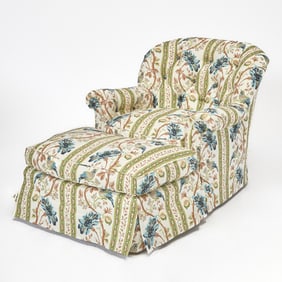 Upholstered Tufted Club Chair and Ottoman