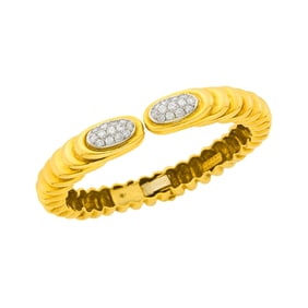 Wander Two-Color Gold and Diamond Cuff Bangle Bracelet, France