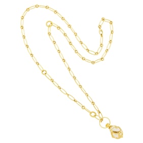 Temple St. Clair Gold, Rock Crystal and Diamond 'Vine Amulet' Pendant with David Yurman Long Gold