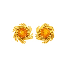Tiffany & Co., Schlumberger Pair of Gold and Citrine Earclips