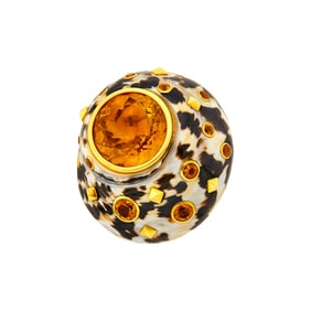 Trianon Gold, Shell and Citrine Clip-Brooch