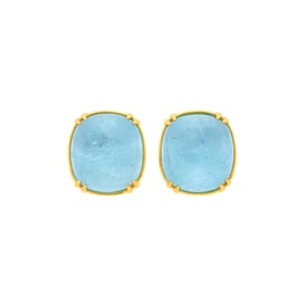 Seaman Schepps Pair of Gold and Cabochon Aquamarine Earclips