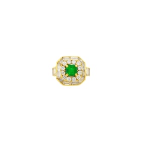 Gold, Emerald and Diamond Ring