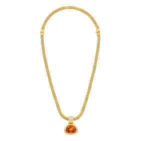Fope Two-Color Gold Necklace/Bracelet Combination with Four Gold, Gem-Set and Diamond Enhancer