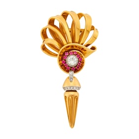 Gold, Platinum, Diamond and Synthetic Ruby Clip