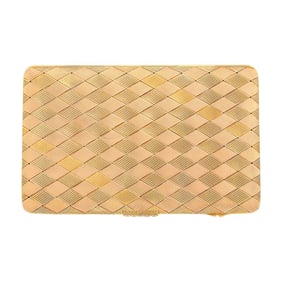 Two-Color Gold and Sapphire Mesh Cigarette Case