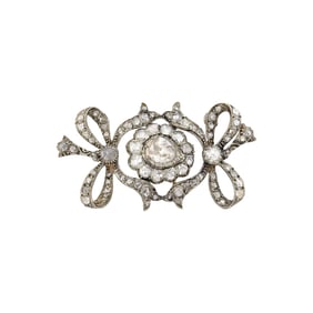 Georgian Silver, Gold and Diamond Brooch