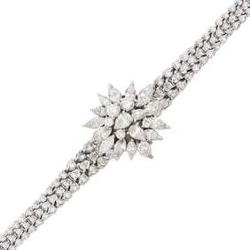 Mathey Tissot White Gold and Diamond Bracelet-Watch