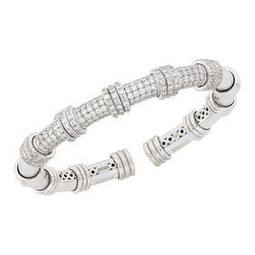White Gold and Diamond Bangle Bracelet