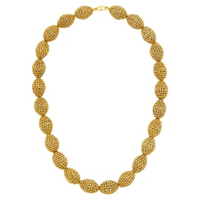 Gold, Colored Diamond and Diamond Bead Necklace