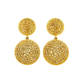 Pair of Gold and Colored Diamond Pendant-Earclips