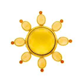 Elizabeth Locke Gold, Cabochon Citrine, Mother-of-Pearl and Orange Garnet Pendant Clip-Brooch