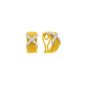 Tiffany & Co., Schlumberger Pair of Gold, Platinum and Diamond 'Rope Six Row X' Earclips