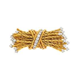 Tiffany & Co. Gold, Platinum and Diamond Multistrand Fringe Brooch