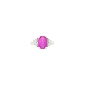 Platinum, Fancy Pink Sapphire and Diamond Ring
