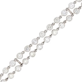 Double Strand Platinum and Diamond Bracelet