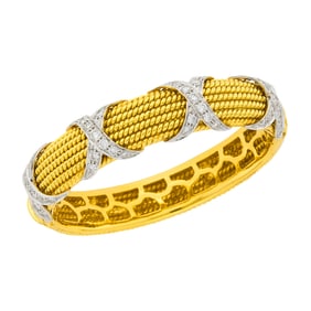 Two-Color Gold and Diamond Bangle Bracelet
