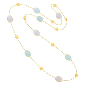 Marco Bicego Long Gold, Aquamarine and Chalcedony Chain Necklace