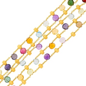 Marco Bicego Five Strand Gold and Colored Stone Bracelet