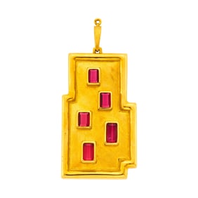 Burle Marx Gold and Garnet Pendant