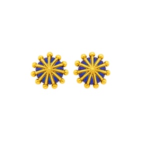 Tiffany & Co., Schlumberger Pair of Gold and Blue Enamel 'Umbrella' Earclips