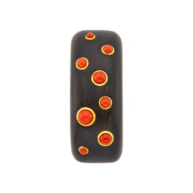 Seaman Schepps Gold, Wood and Coral Barrette