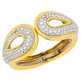 Two-Color Gold and Diamond Bangle Bracelet