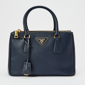 Prada Blue Saffiano Leather Small Galleria Bag