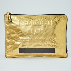 Chanel Gold Leather 'Feministe Mais Feminine' Clutch
