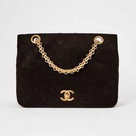 Chanel Black Quilted Fabric Flap Bag