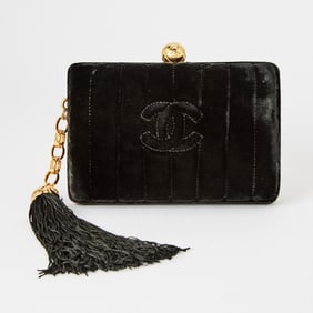 Chanel Black Velvet Clutch