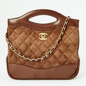 Chanel Brown Suede and Lambskin Leather 31 Shopping Bag