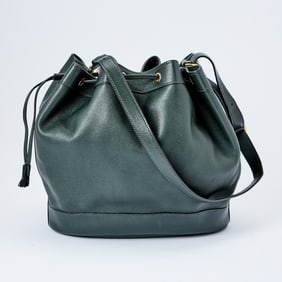 Hermès Dark Green Leather Bucket Bag
