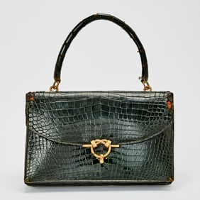 Vintage Hermès Green Crocodile Cordeliere Bag