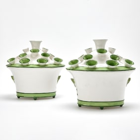 Pair of Mottahedeh Pottery Tulipieres