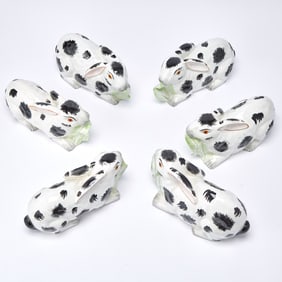Six Italian Mottahedeh Porcelain Rabbits