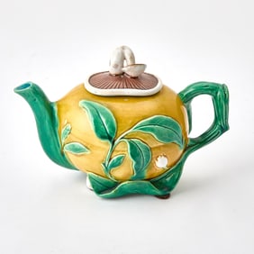 Minton & Co. Majolica Melon-Form Yellow-Ground Small Teapot