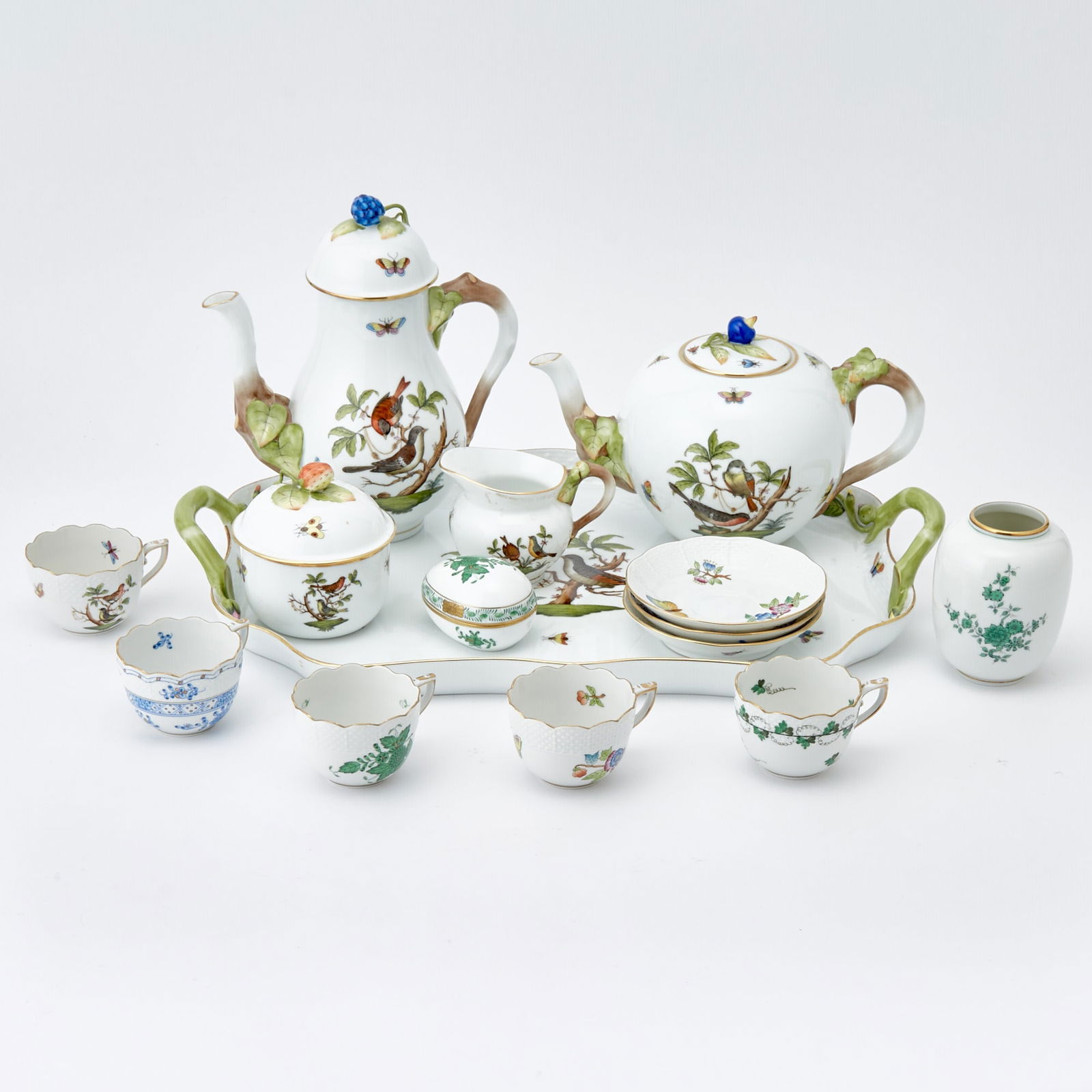 Herend Hand-Painted Porcelain "Rothschild Bird" Pattern Partial Coffee and Tea Service (1 of 3)