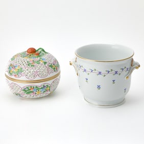 Two Herend Hand-Painted Porcelain Articles
