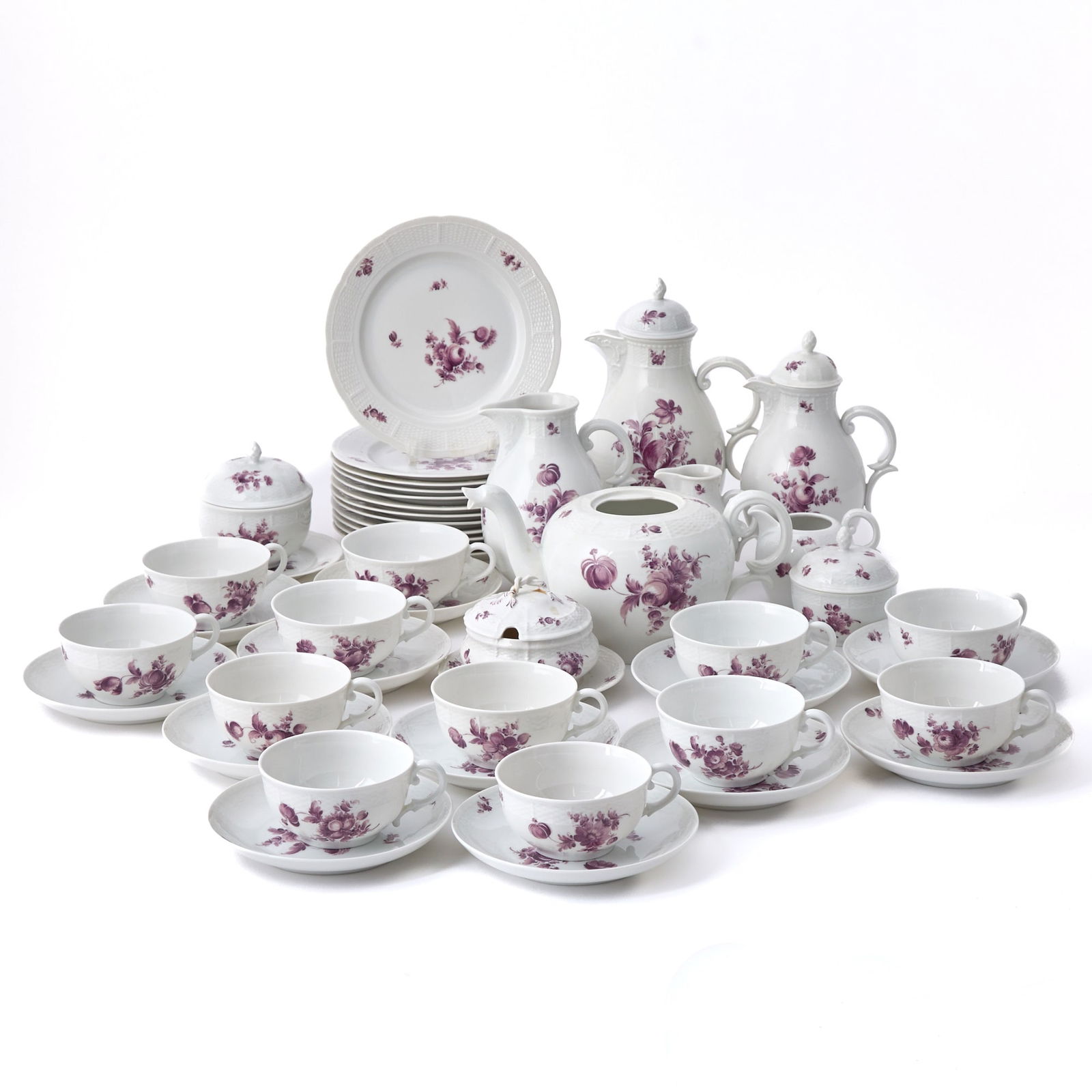 Nymphenburg Puce Decorated Porcelain Tea and Coffee Service (1 of 2)