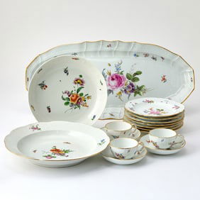 Assembled Set of Meissen and German Porcelain Dinnerware