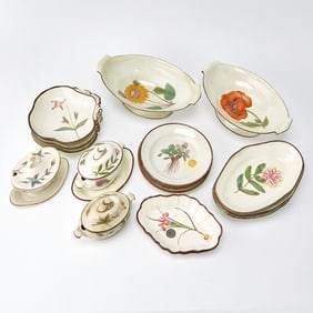 English Botanical Pearlware Dinner Service