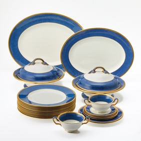 Wedgwood Porcelain Blue and Parcel-Gilt Part Dinner Service
