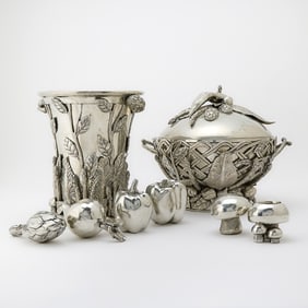 Group of Richard Cipolla for Neiman Marcus Pewter Table Articles