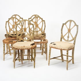 Set of Six George III Style Painted Wheelback Side Chair Frames