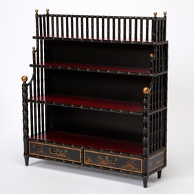 Regency Style Faux Bamboo Lacquered Etagere